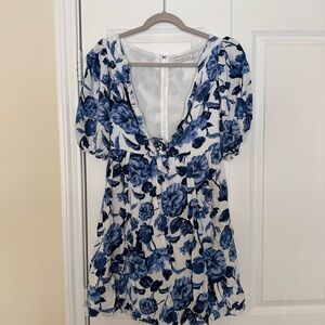 ABERCROMBIE Floral Blue and White Mini Dress